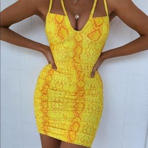 Tiger mist yellow snake print dress
